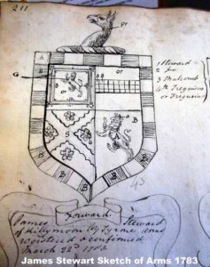 Stewart Tyrone Coat of Arms James Sketch o 1783a-thestewartsinireland.ie